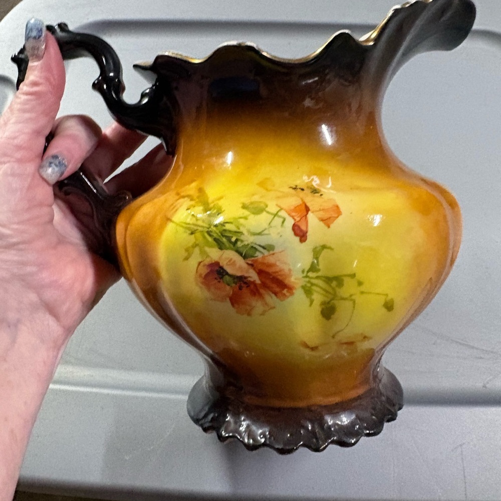 Antique/Vintage Floral Ceramic Pitcher